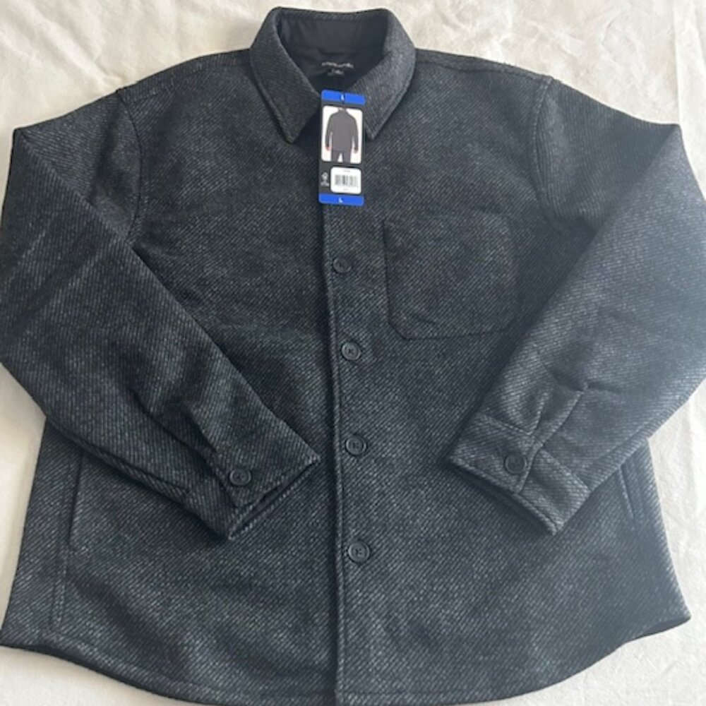 Men's Banana Republic Large Reg Fit Lined Warm Heavy Shirt Jacket Black